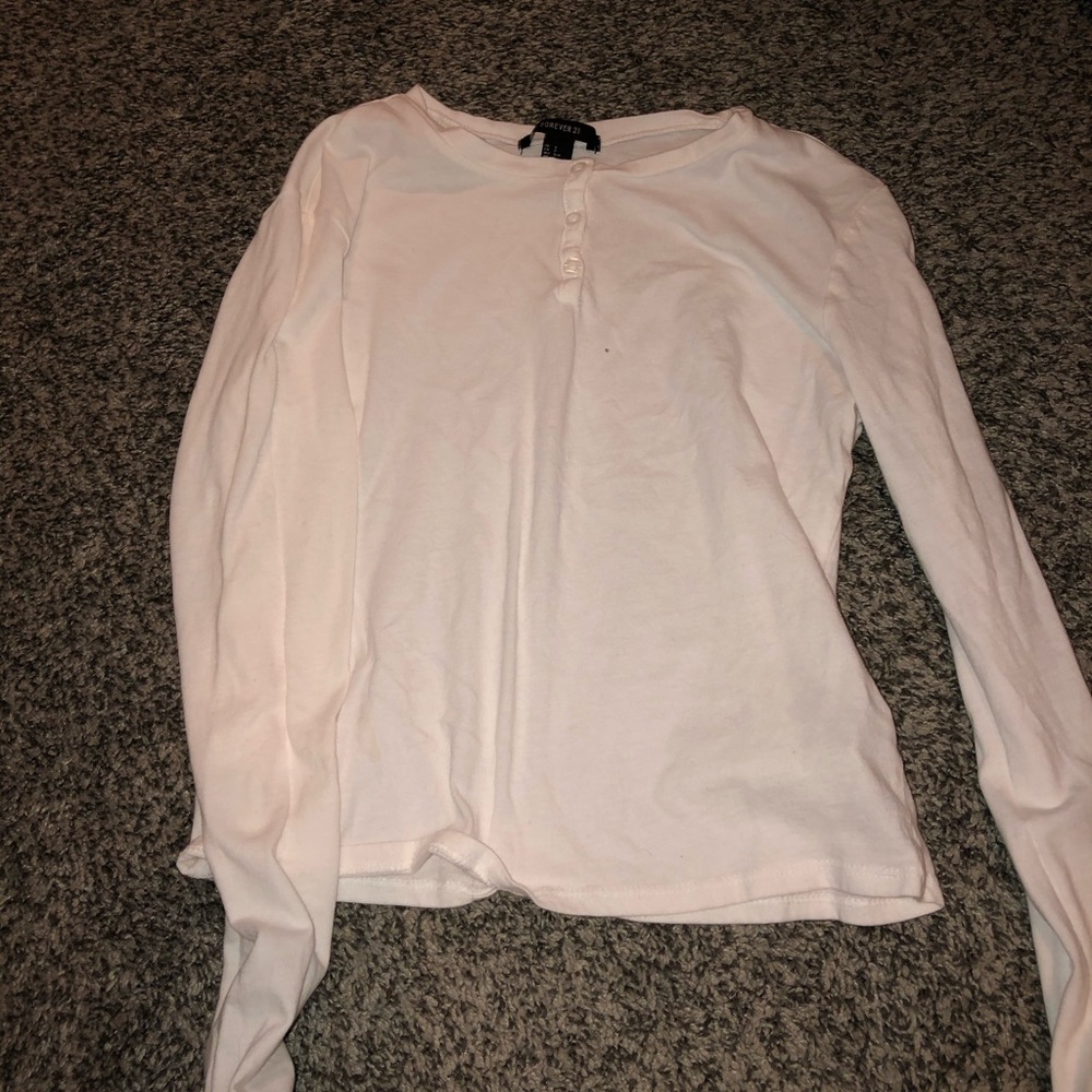 Forever 21 white long sleeved button shirt